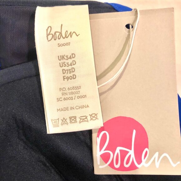 NWT BODEN Alicati Cup-size Ruched Twist Bikini Top Hot Pink\Blue Floral 34D - Picture 4 of 4